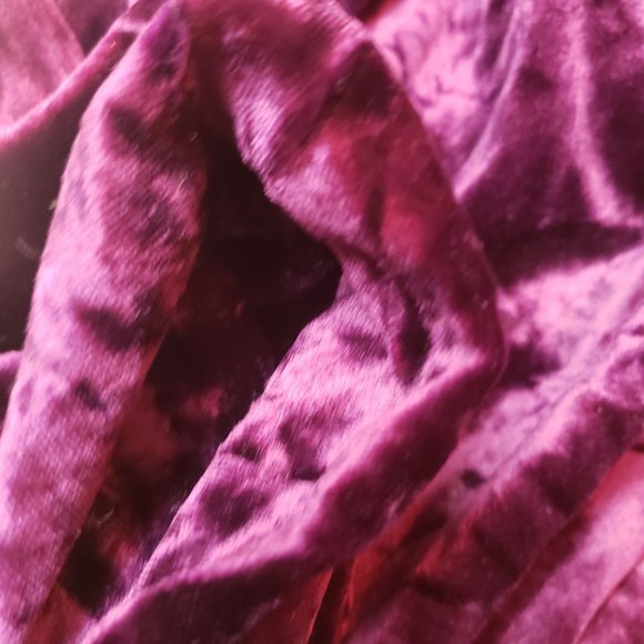 Vintage Lois Martin night gown size Large velvet purple bell sleeve lace trim - Picture 7 of 10